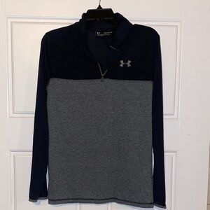 Under Armour Dark Blue and Gray Half-Zip Top